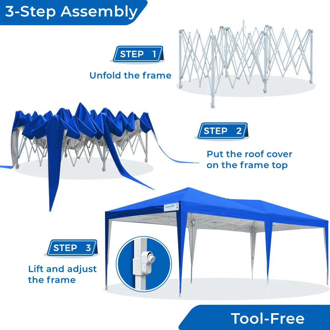 10'x20' EZ Pop Up Canopy Easy to Assemble#color_blue