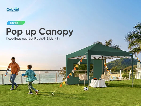 Privacy 10' x 10' Pop Up Canopy with Sides#color_green (Upgraded)