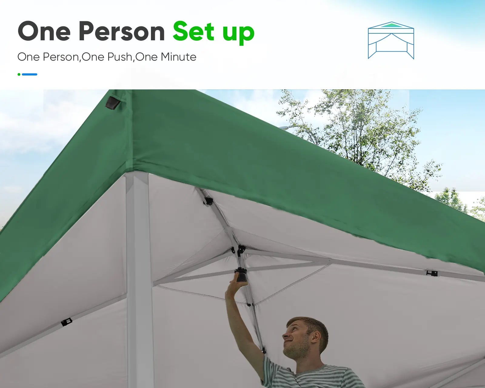 green canopy one person set up#color_green (Upgraded)