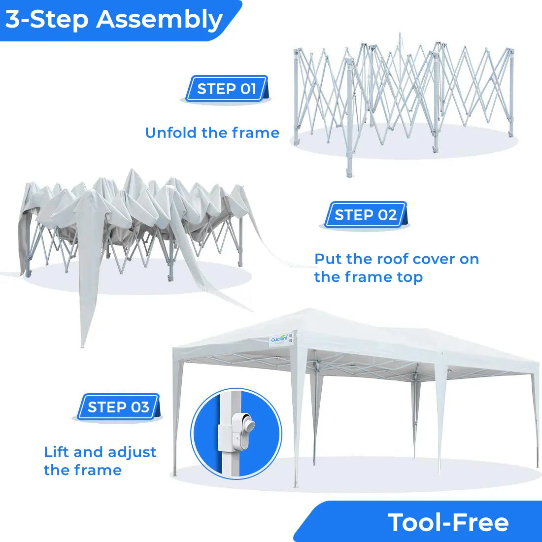 white no side canopy tent easy assembly frame#color_white