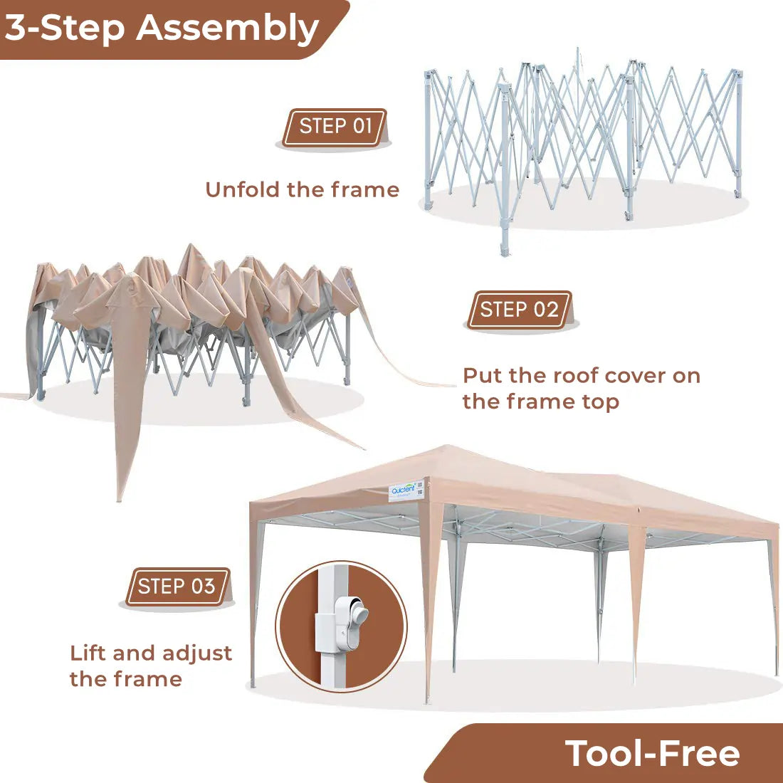 Beige no side pop uo canopy 10x20 set up guide#color_beige