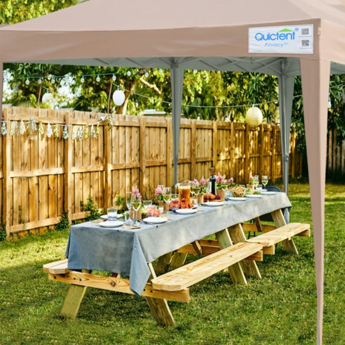 Beige 10x20 canopy tent backyard#color_beige