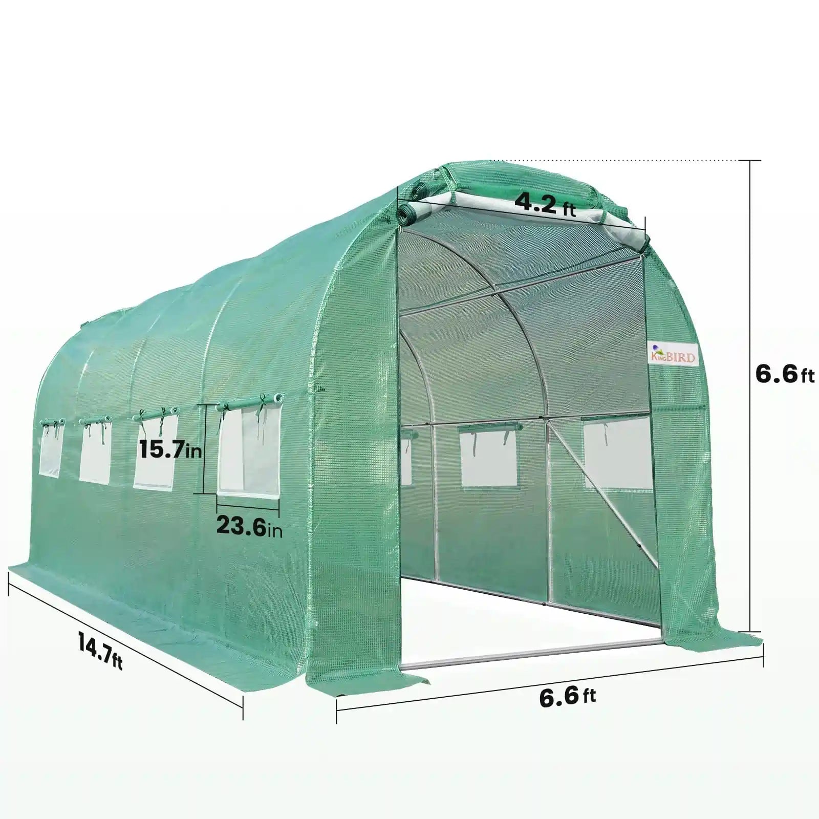 15x6.6x6.6FT Large Walk-in Greenhouse Green#color_green