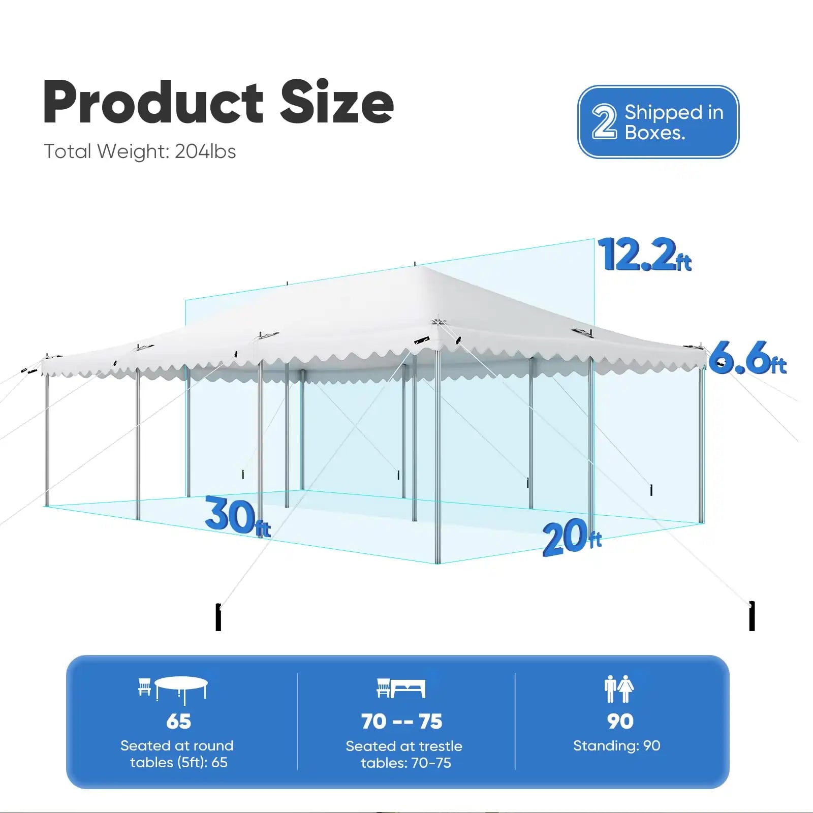 20x30 Pole Party Tent Size#size_20x30ft-White