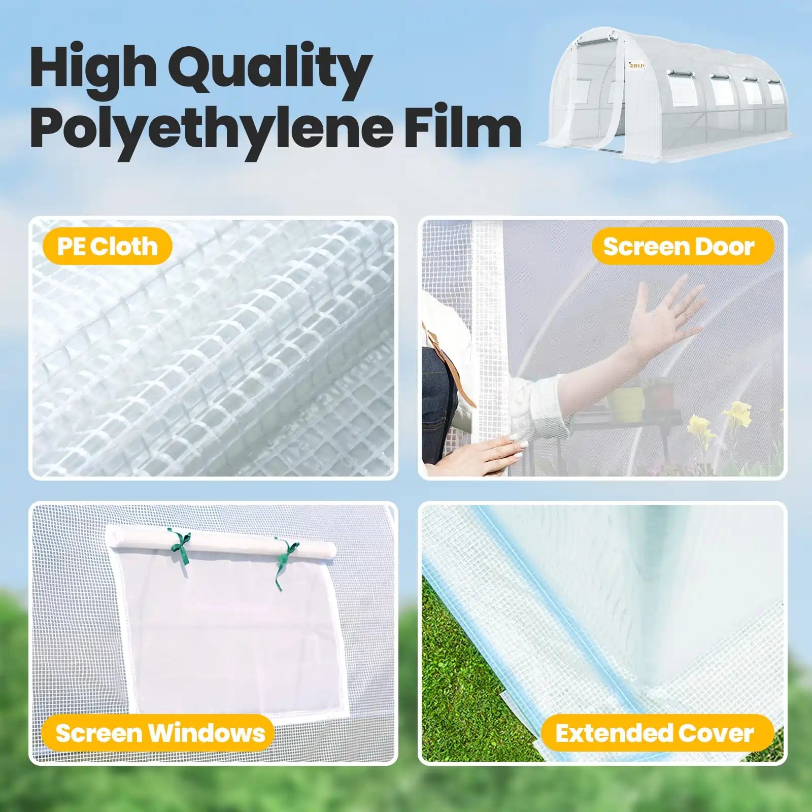 Waterproof 140g/sqm PE grid cover#color_25ft-White