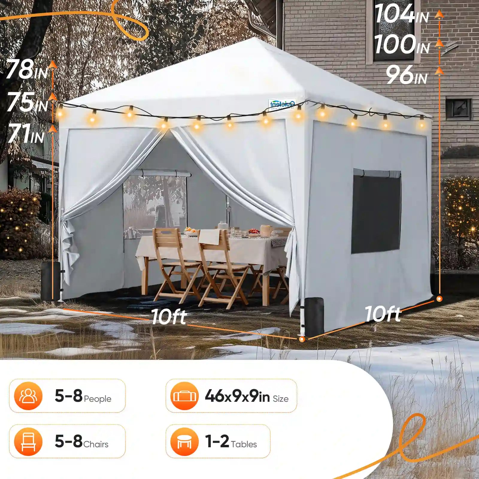 10x10ft White Easy Up Instant Pop Up Canopy Size#color_white