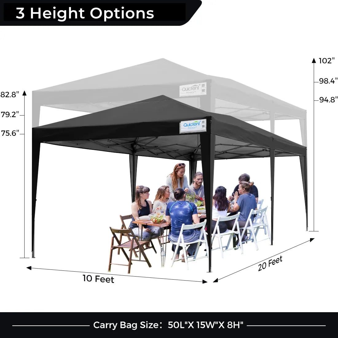 Black 10x20 no side tent size#color_black