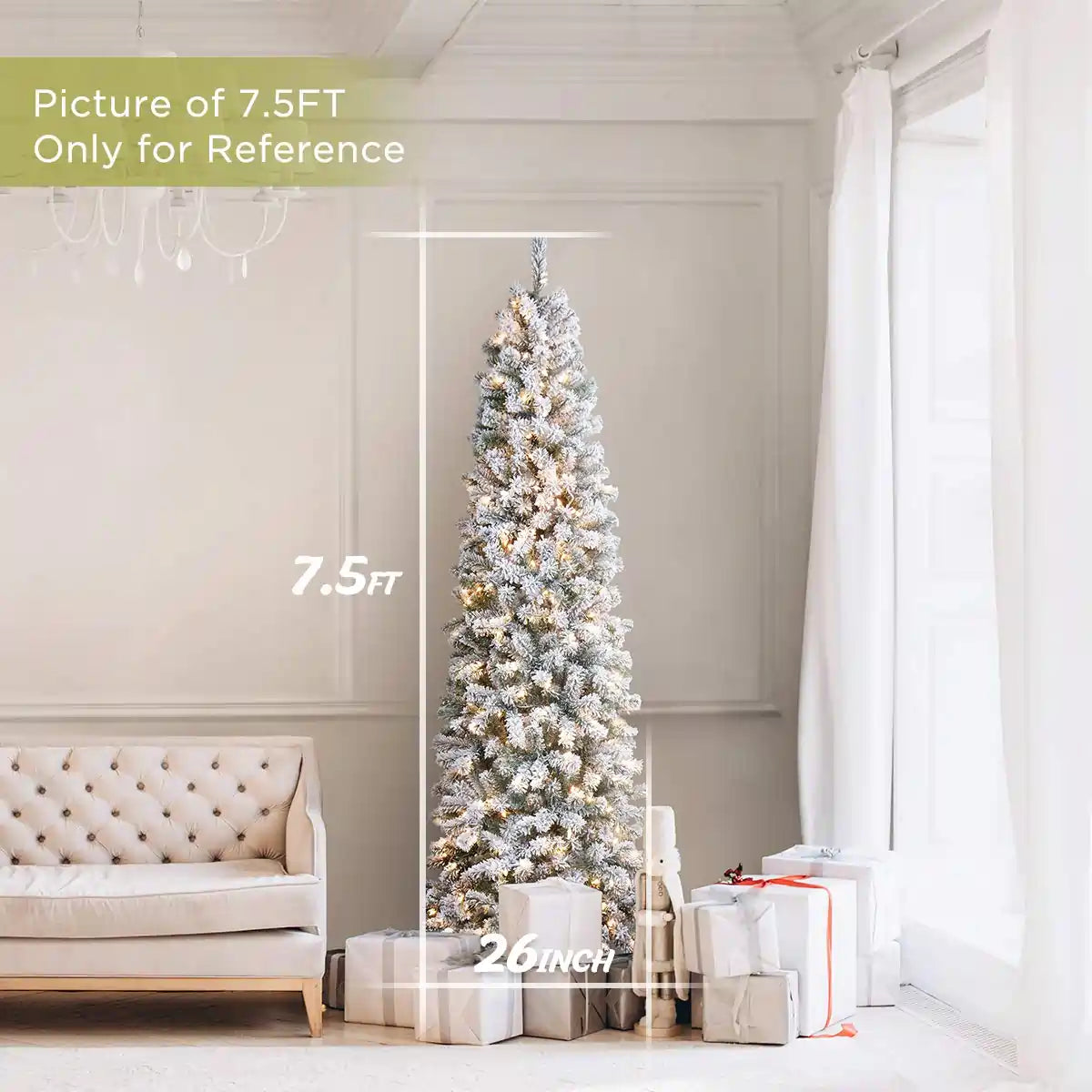 7.5ft Flocked pencil Christmas tree Size#size_7.5FT