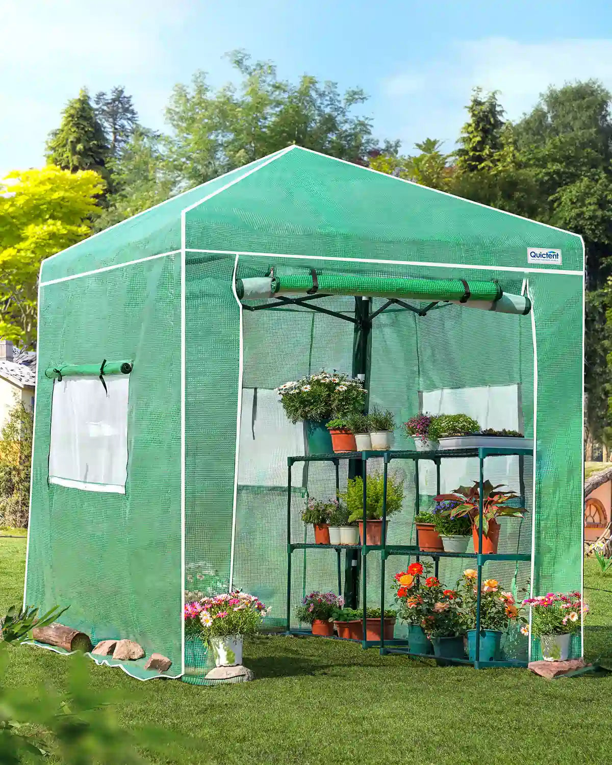 8'x6' Portable Pop-up Walk-in Greenhouse with Roll-up Door