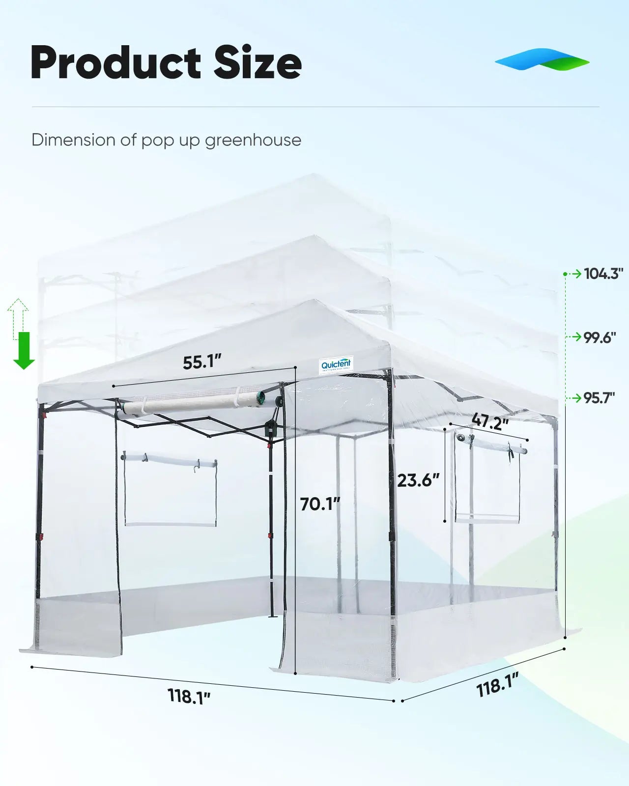 10'x10' Portable Pop-up Walk-in Greenhouse Clear Size