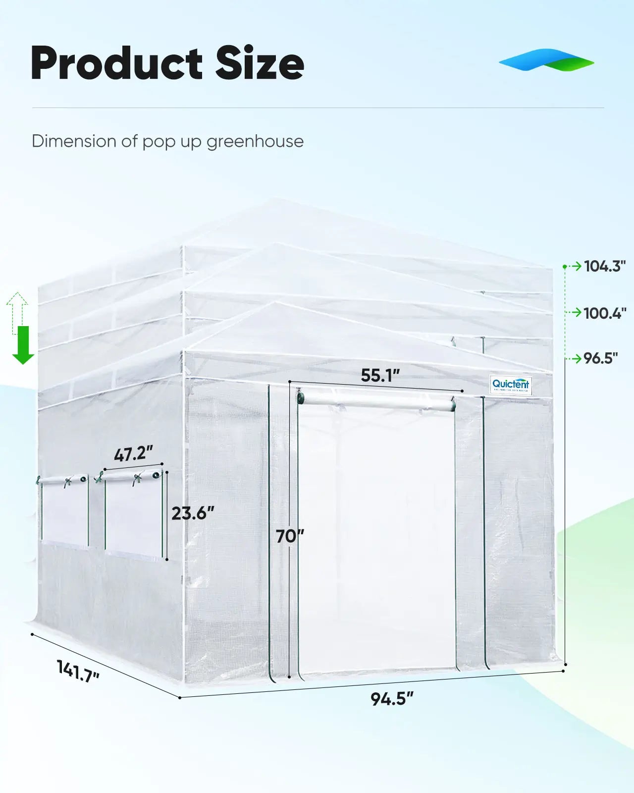 12'x8' Portable Pop-up Walk-in Greenhouse White Size