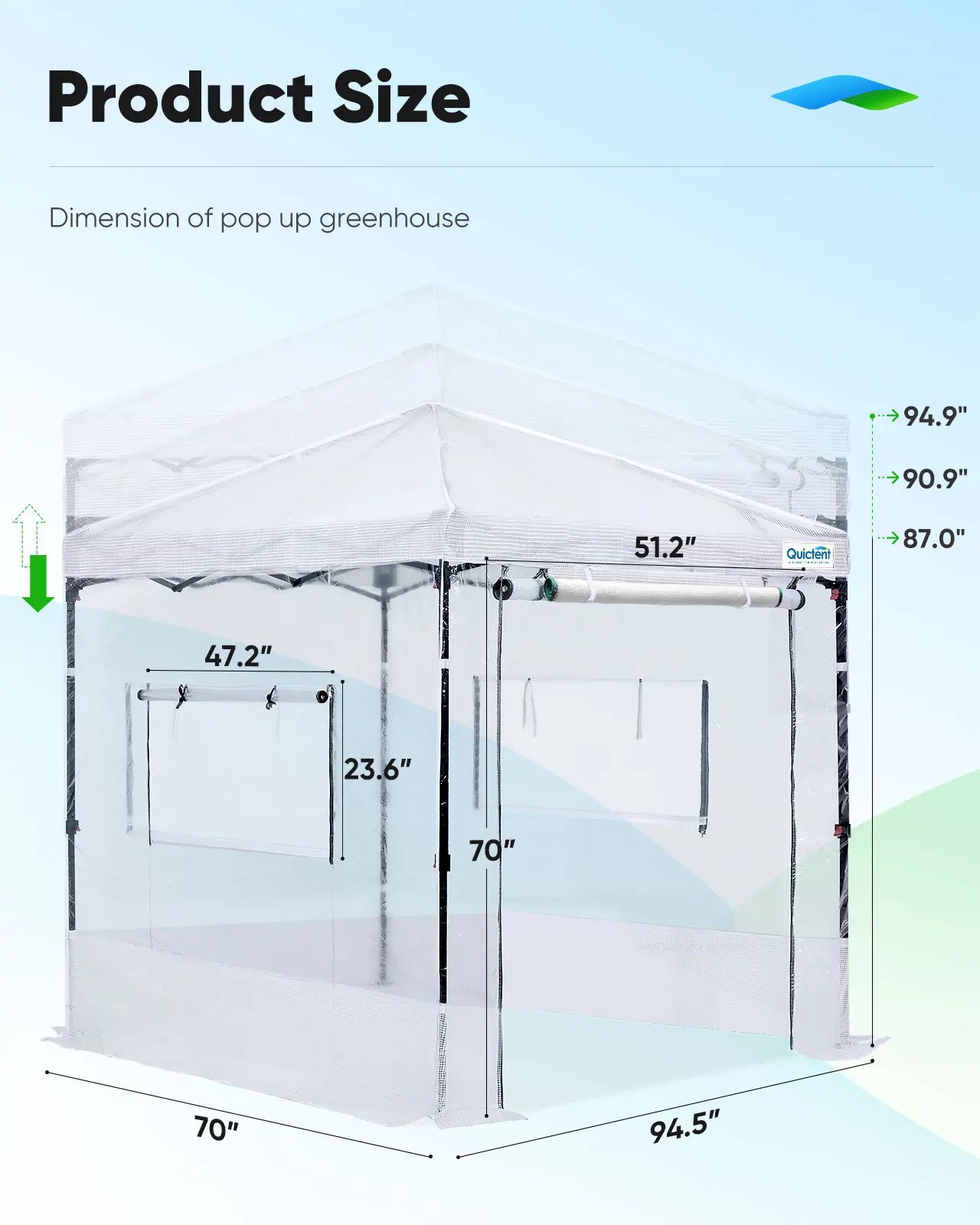 8'x6' Portable Pop-up Walk-in Greenhouse Clear Size