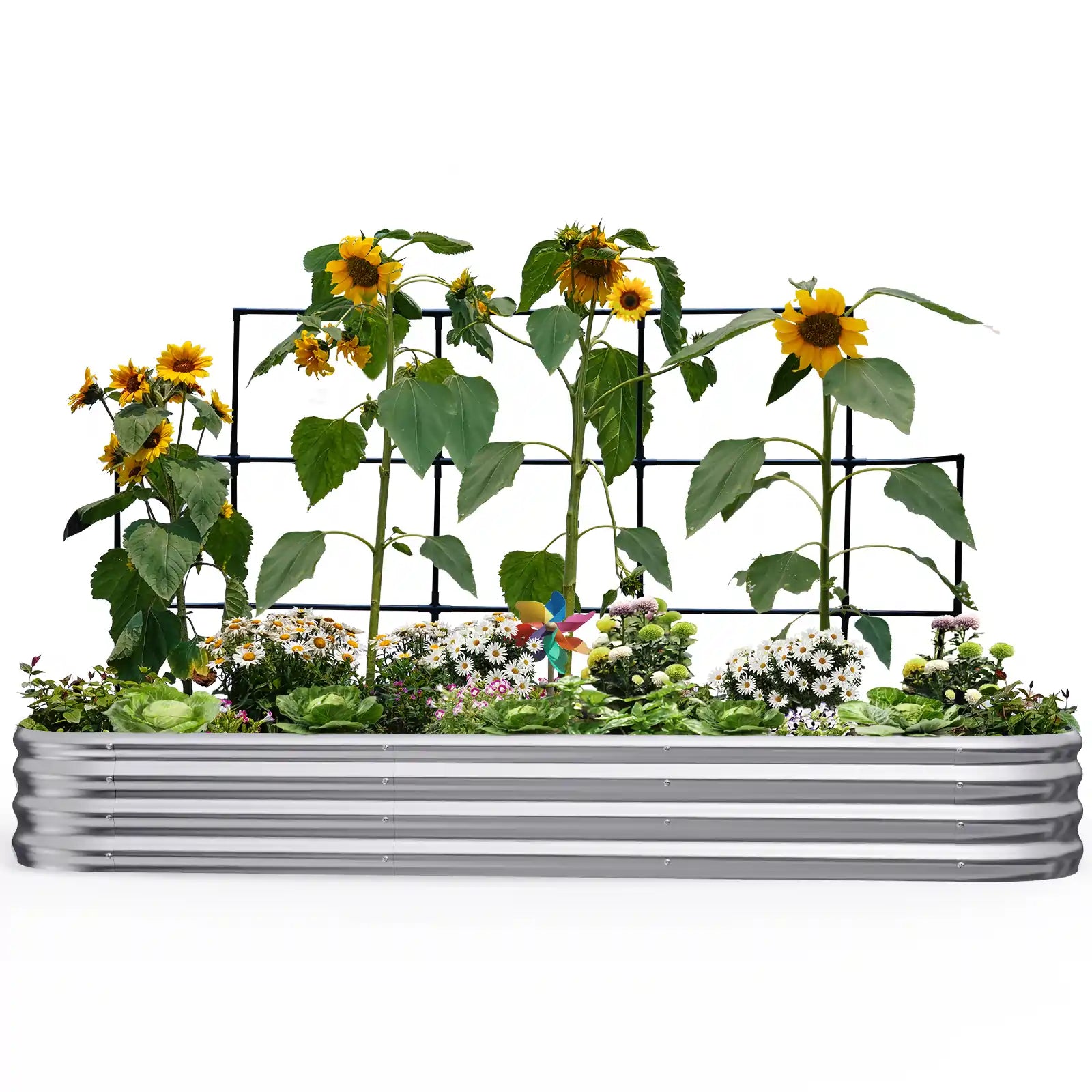 Raised Garden Bed with Wall Trellis 8x4x1ft Silve#size_8x4x1ft