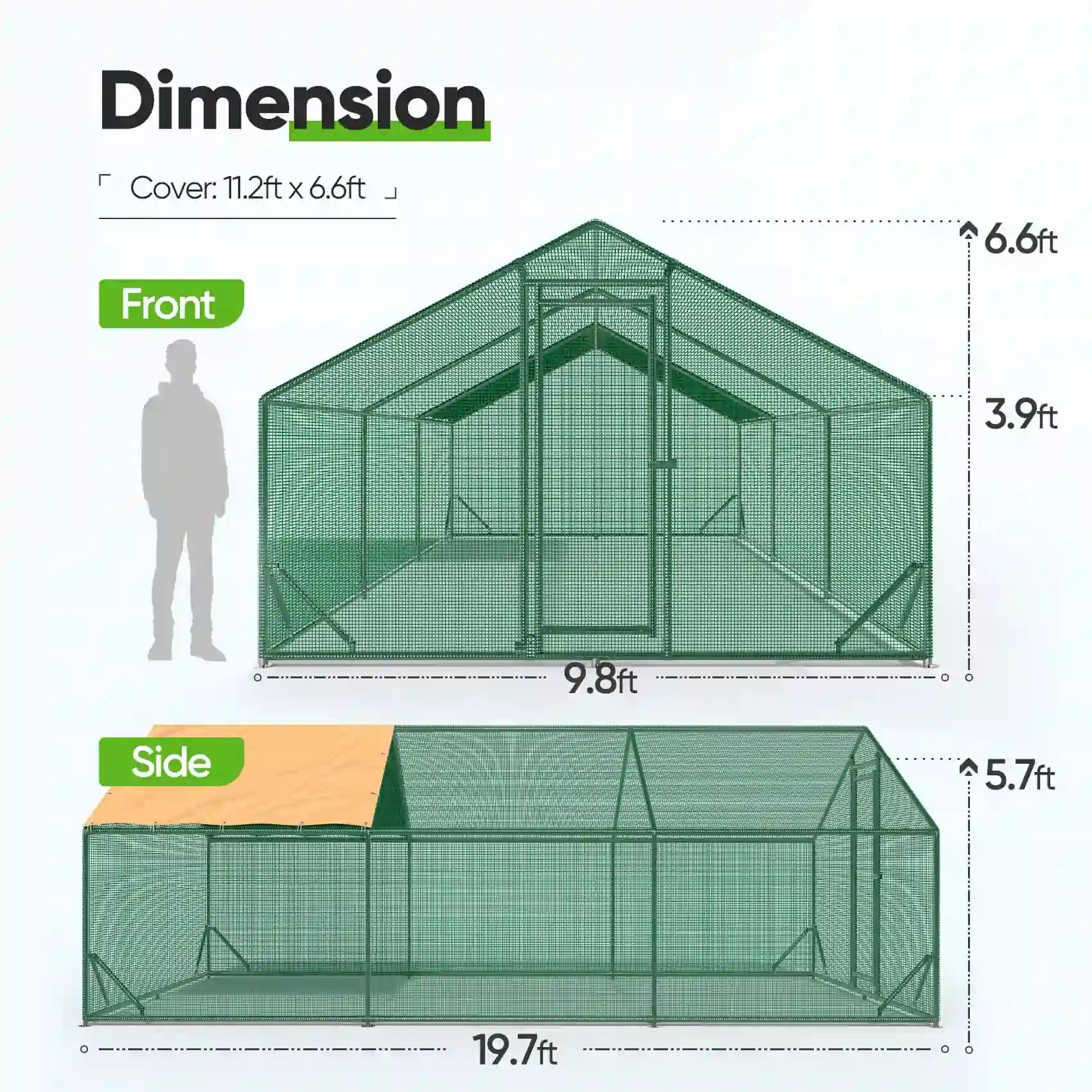 Large Walk-in Poultry Cage Size#size_19.7x9.8x6.6FT