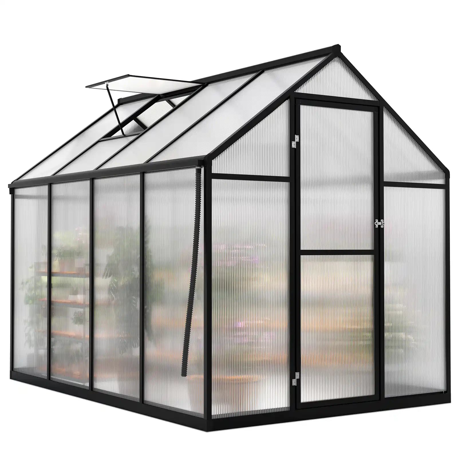 Walk-In Polycarbonate Greenhouse 6X8X6ft Dark Grey