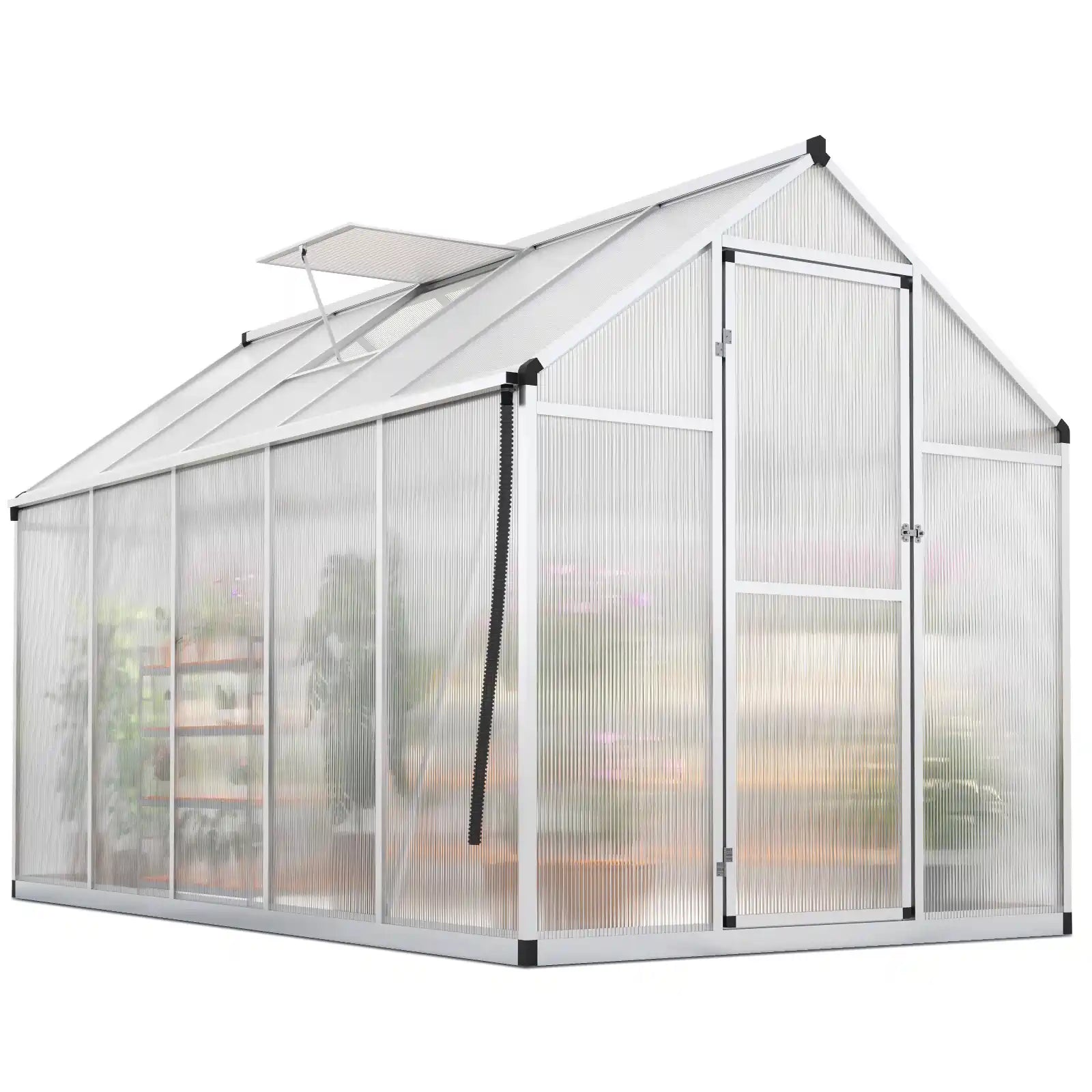 Walk-In Polycarbonate Greenhouse 6X10X6ft Silver