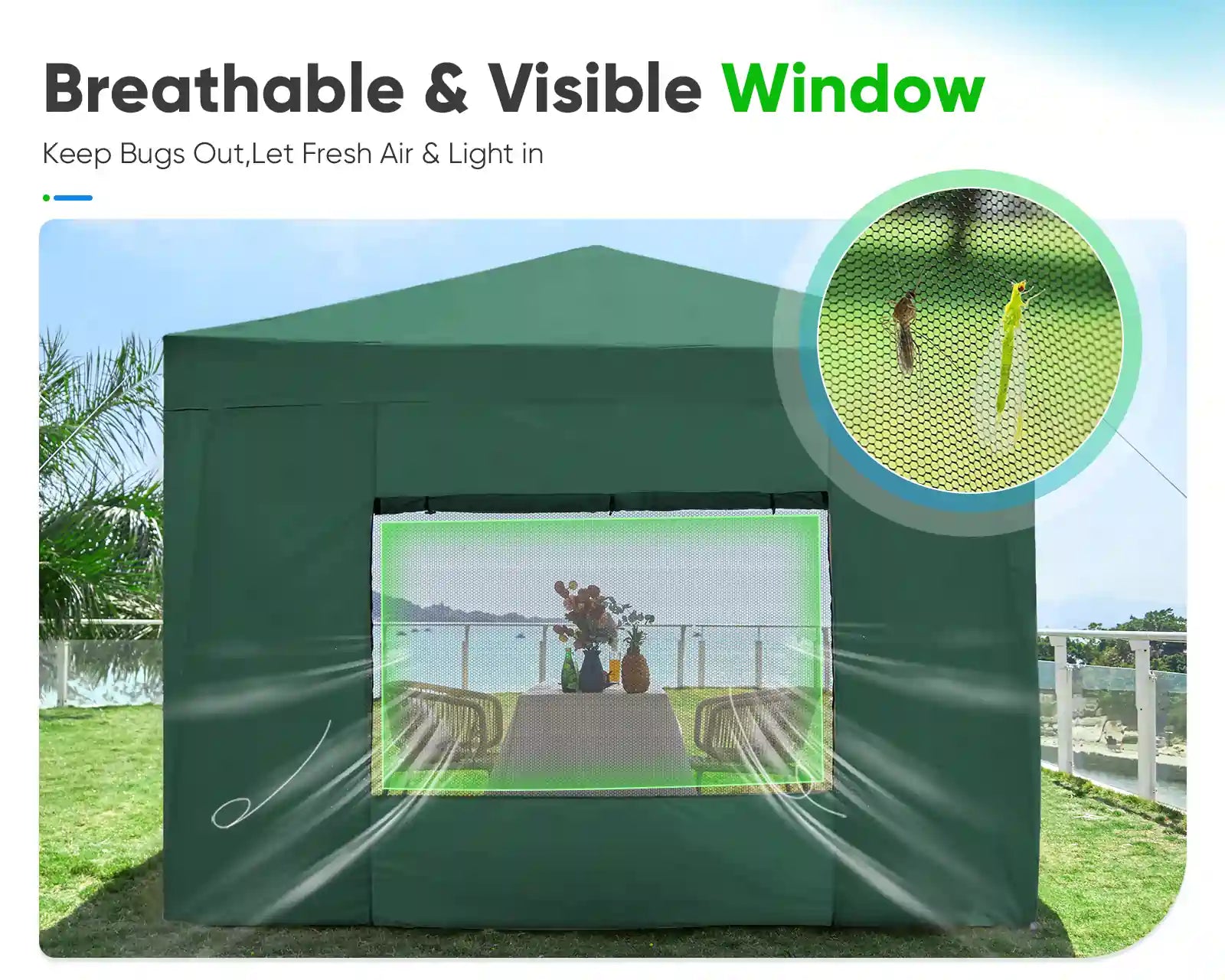 green 10x10 canopy mesh window#color_green (Upgraded)
