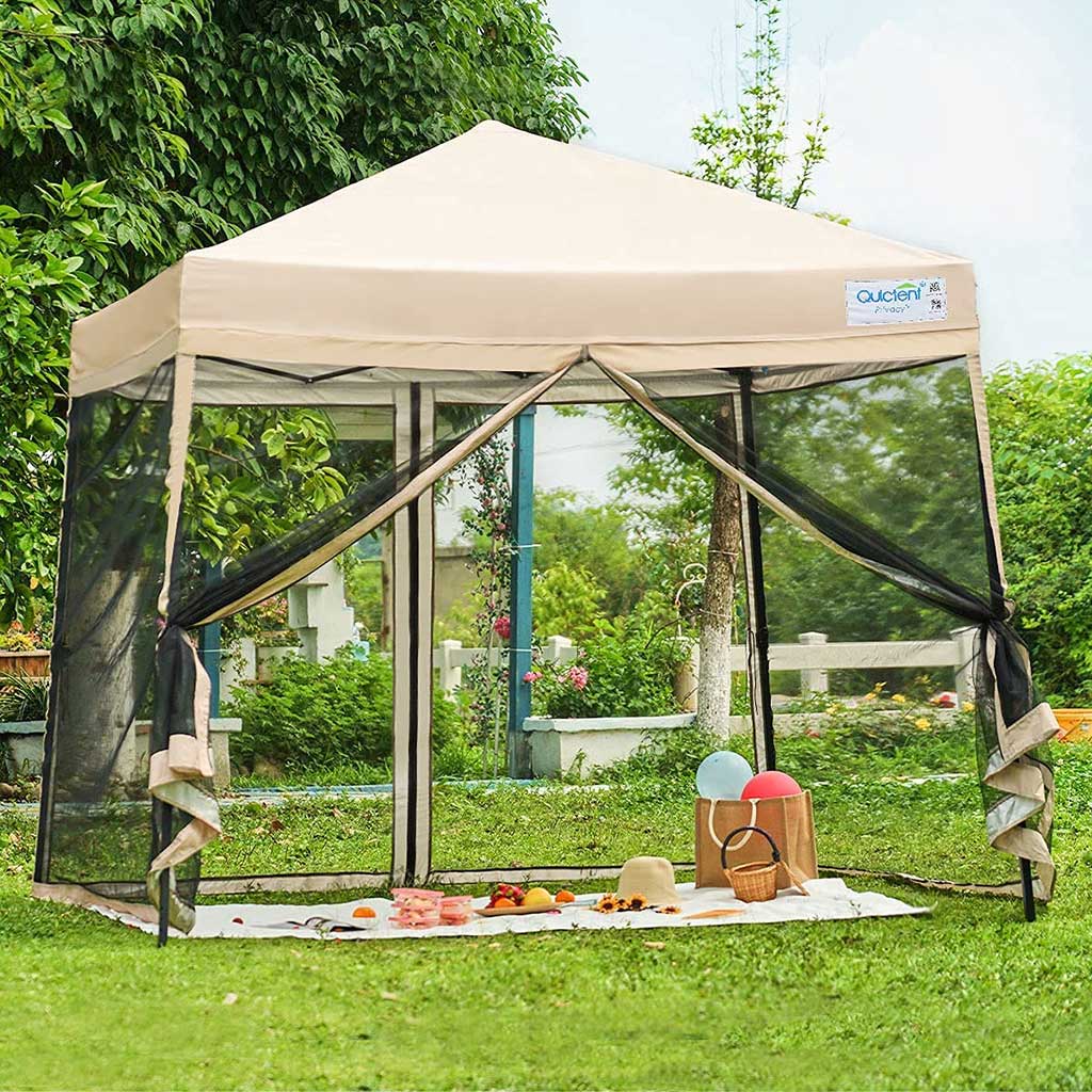 Quictent 9x9 Pop Up Canopy Tent with Netting, Slant Leg Canopy Tent