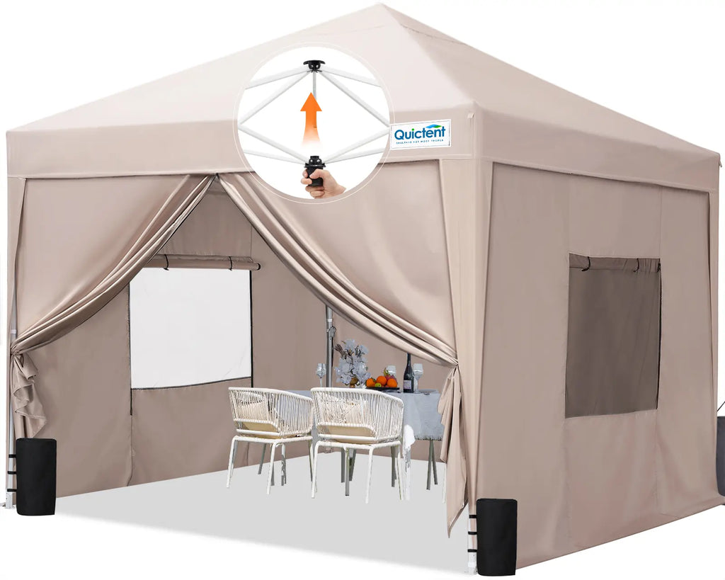 Quictent 10x10 Pop Up Canopy with Sides, Folding Shade, Roller bag