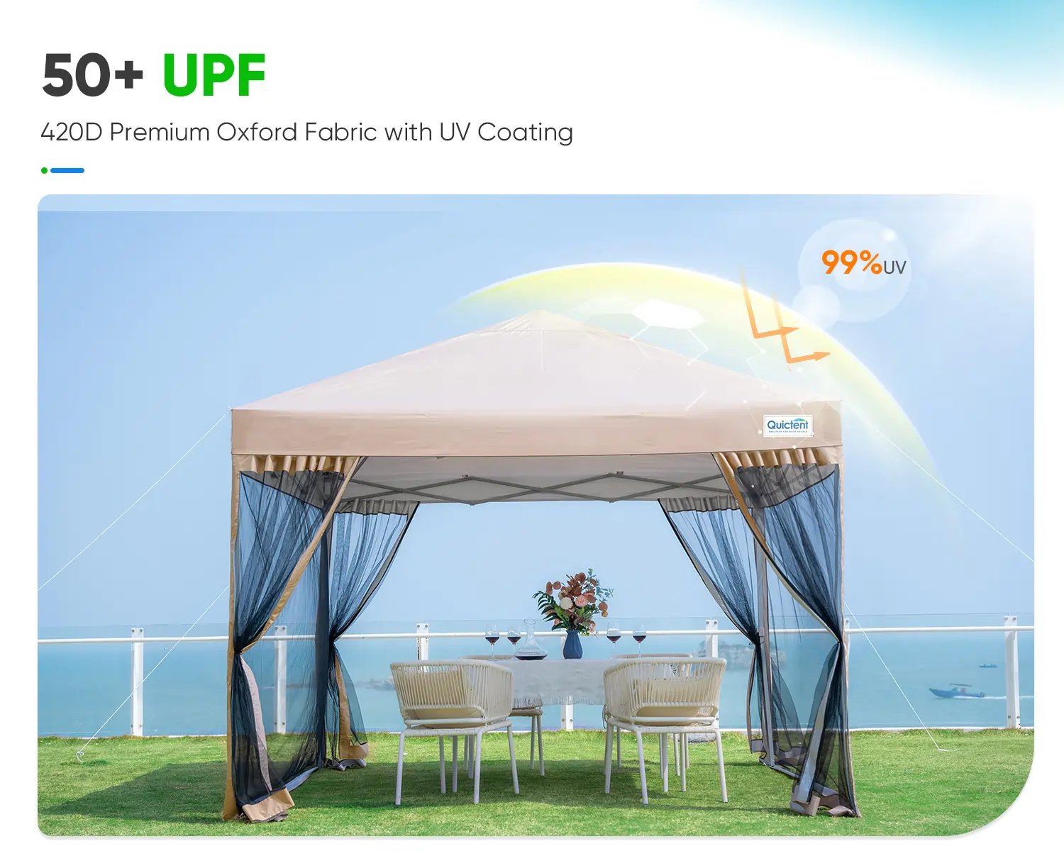 quictent 10x10 screen tent#color_tan